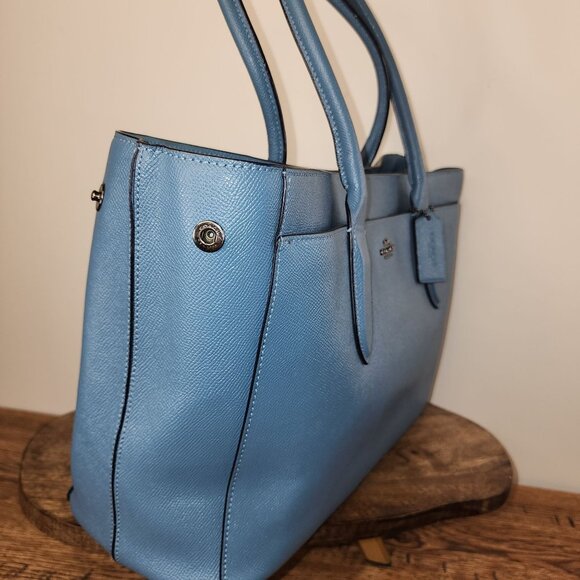 Coach Large Blue Bailey Carryall Shoulder Tote Bag EUC - Picture 4 of 16